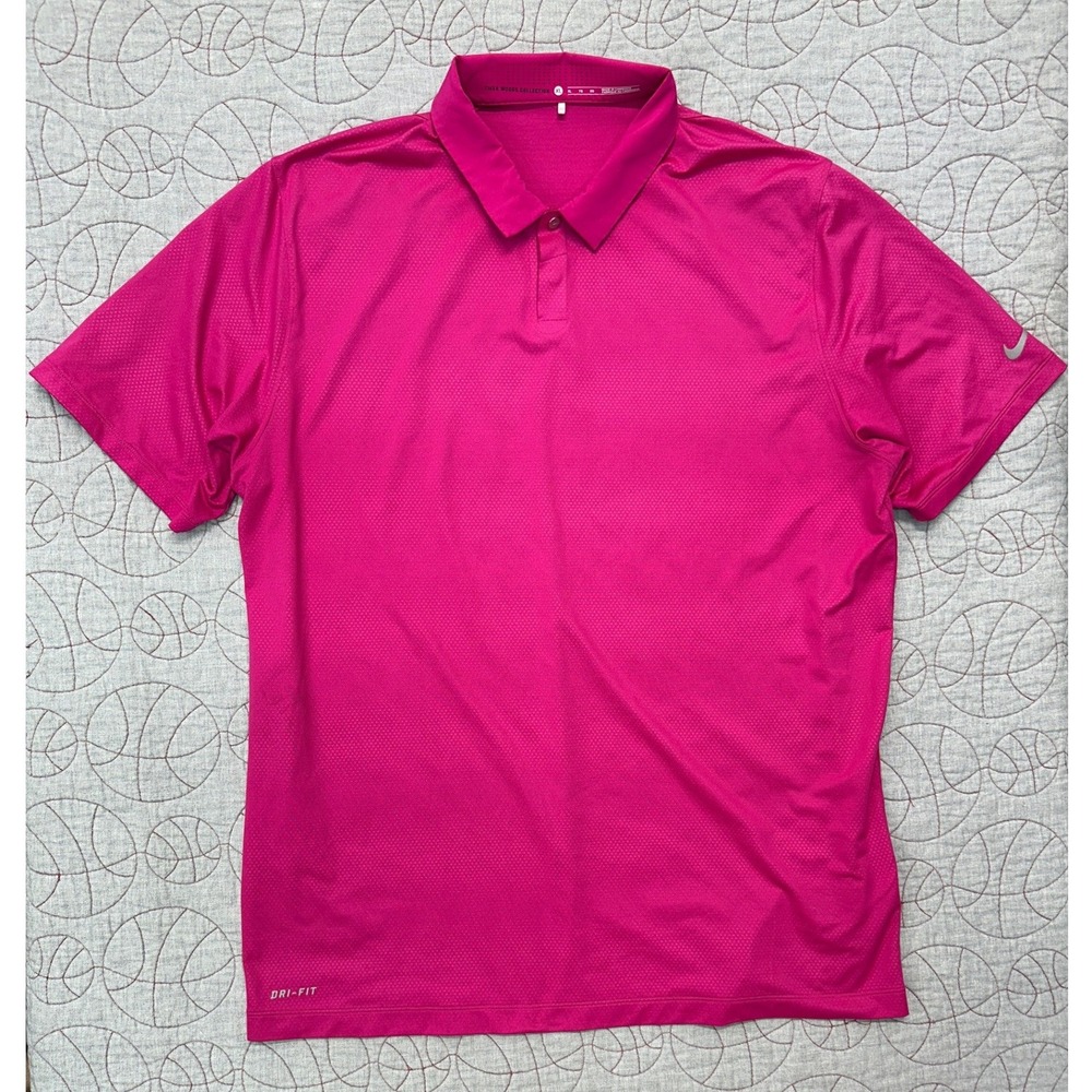 Nike Golf Polo Pink Tiger Woods Velocity Max Embossed / Men's XL